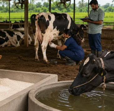 Cattle feeding and water routine